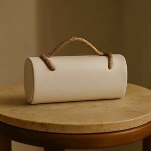 Elegant Cream Cylinder Handbag